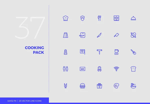 Ανυσματικά εικονίδια γραμμής μαγείρεμα Pack — Διανυσματικό Αρχείο