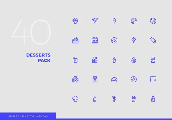 Icônes de ligne vectorielle Dessert Pack — Image vectorielle