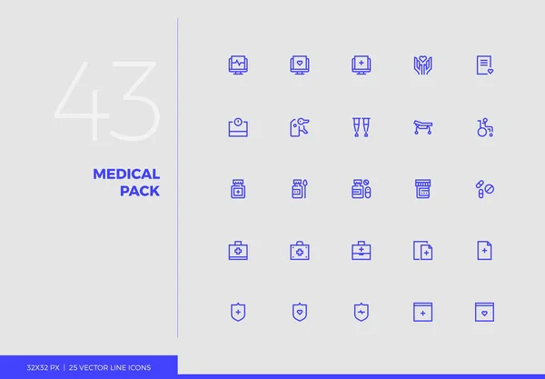 Paquete médico de iconos de línea vectorial — Vector de stock