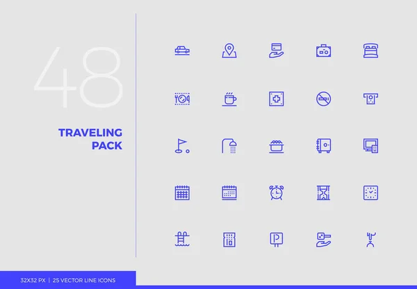 Vector lijn Icons Pack reizen — Stockvector