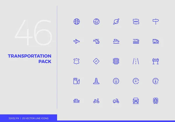 Vector Line Icons Transportation Pack — Stock Vector