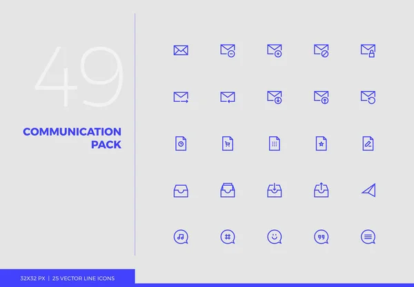 Pack de communication d'icônes de ligne vectorielle — Image vectorielle