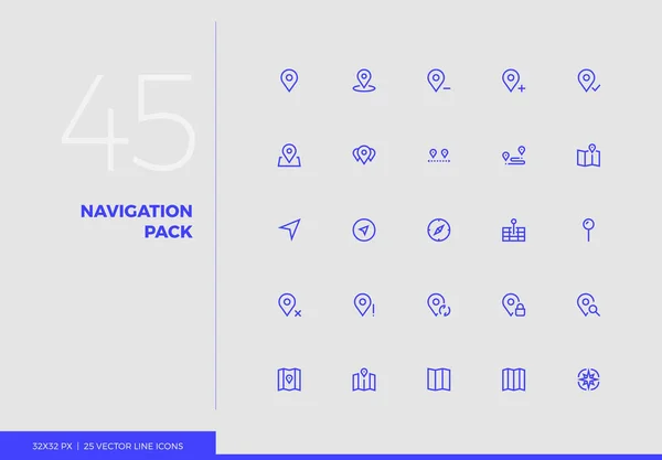 Linha de vetores Ícones Navigation Pack — Vetor de Stock