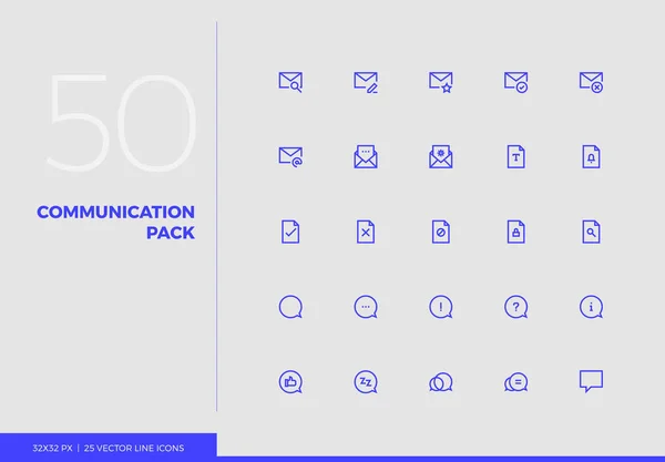 Paquete de comunicación de iconos de línea vectorial — Archivo Imágenes Vectoriales