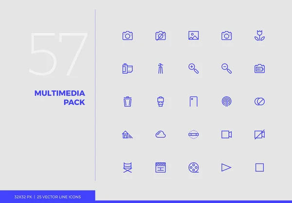 Vector Line Icons Multimedia Pack — Stock Vector