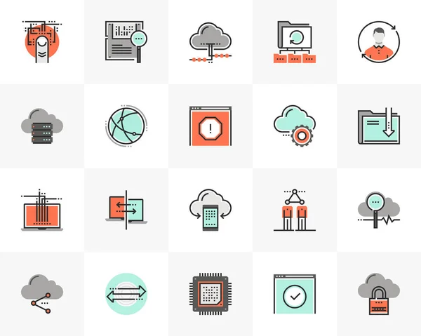 Felhő technológia tovább Futuro Icons Pack — Stock Vector