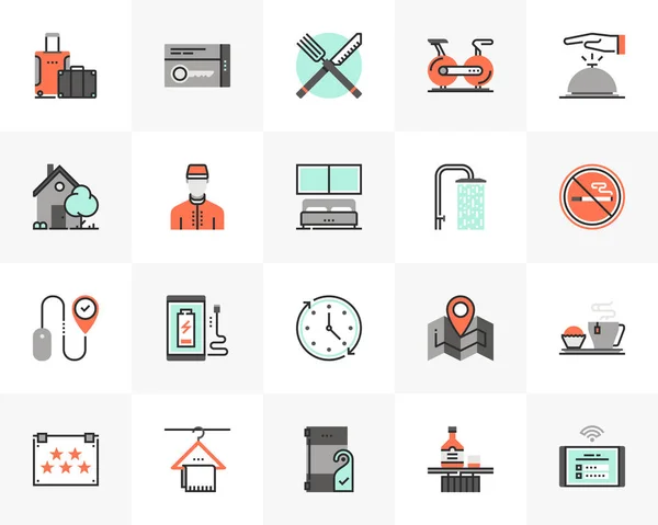 Servicios del hotel Futuro Next Iconos Pack — Vector de stock