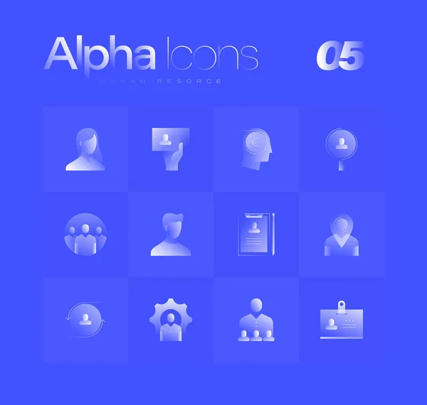 Ensemble d'icônes Alpha des ressources humaines — Image vectorielle