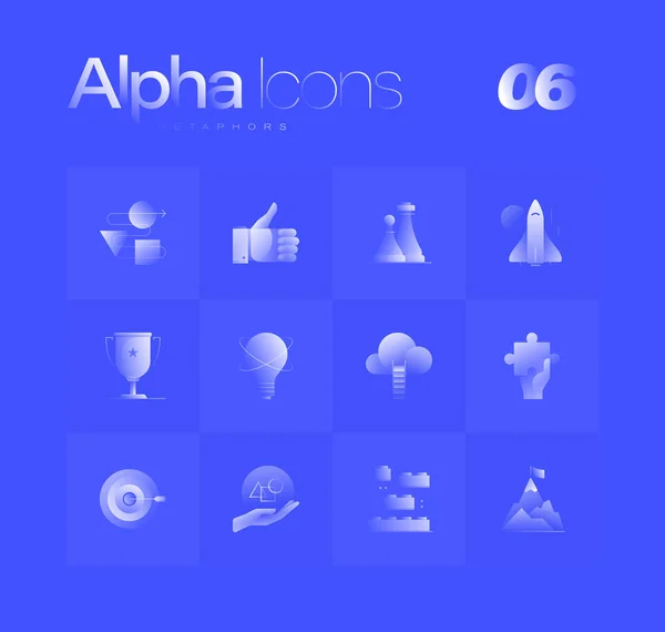 Zestaw ikon metafor Alpha — Wektor stockowy