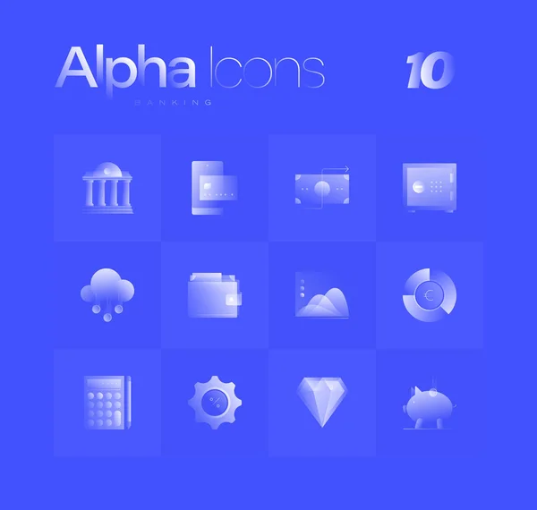 Set di icone Alpha bancarie — Vettoriale Stock