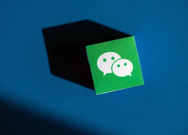 WeChat Logotype on Paper Cube — Stok Foto
