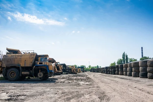Stack Old Truck Tyres Waste Ground Sunny Day Stock Image