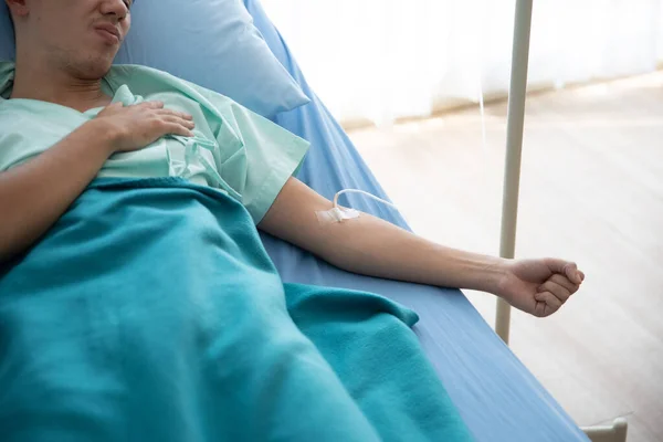 Young Man Lying Bed Hospital — Stock Photo, Image