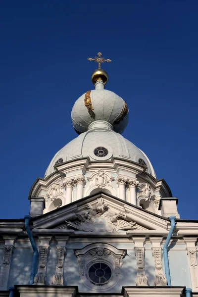 Iglesia Smolny Monasterio Día Soleado San Petersburgo Rusia —  Fotos de Stock