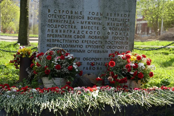 圣彼得堡 俄罗斯 2018年5月11日 第二次世界大战的纪念碑在 Ribatskoe 在晴朗的春天天 — 图库照片