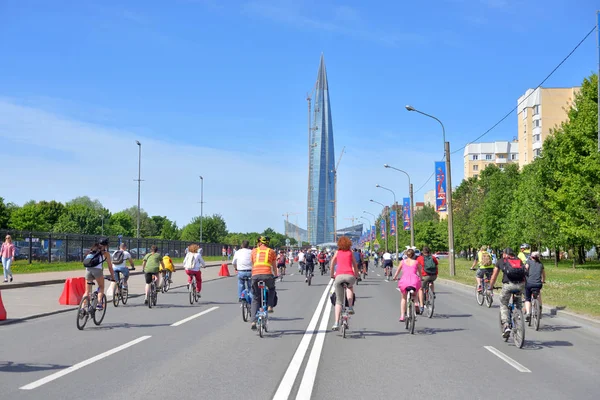 Oroszország 2018 Május Biciklizés Primorskiy Avenue Saint Petersburg — Stock Fotó