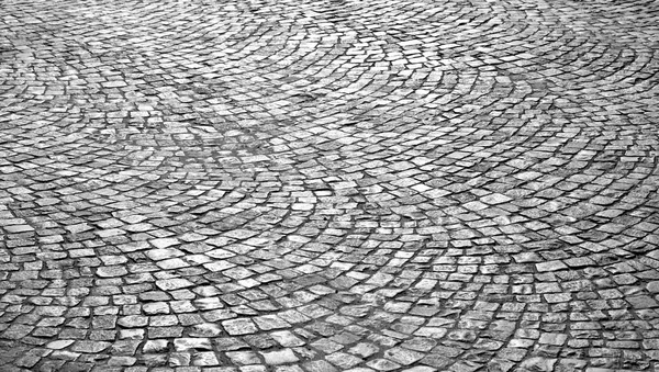 Cobblestone Sidewalk Made Small Stones Sunny Day Black White — Stock Photo, Image
