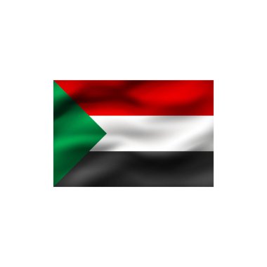 Sudan bayrağı beyaz arka plan üzerinde. İllüstrasyon.