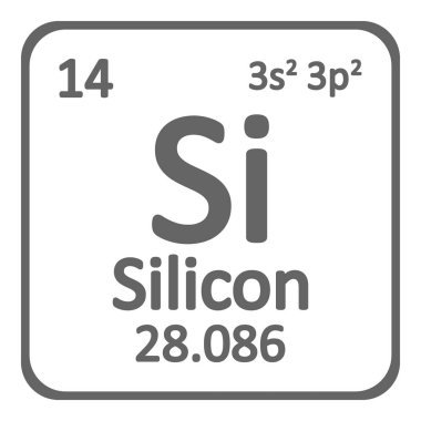 Periyodik Tablo öğesi silikon simgesi beyaz arka plan üzerinde. Vektör çizim.