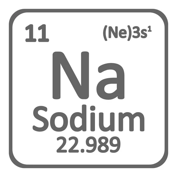 Periodiska Systemet Elementikon Natrium Vit Bakgrund Vektorillustration — Stock vektor