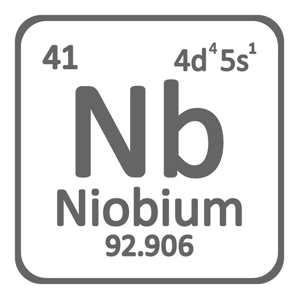 Periodensystem Element Niob Symbol Auf Weißem Hintergrund Vektorillustration — Stockvektor