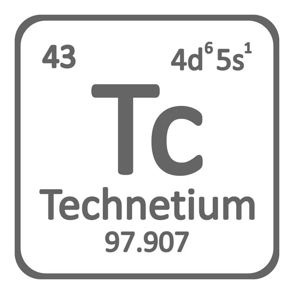 Periodensystem Element Technetium Symbol Auf Weißem Hintergrund Vektorillustration — Stockvektor
