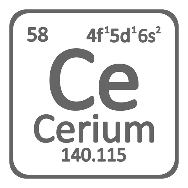 Periodic Table Pictogram Van Cerium Van Het Element Een Witte — Stockvector