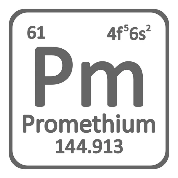 Periodic Table Element Promethium Pictogram Witte Achtergrond Vectorillustratie — Stockvector