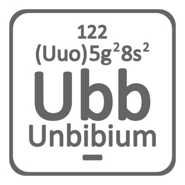Periyodik Tablo öğesi unbinilium simgesi beyaz arka plan üzerinde. Vektör çizim.
