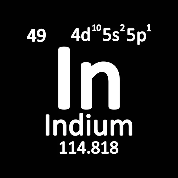 Periodic Table Element Indium Pictogram Witte Achtergrond Vectorillustratie — Stockvector