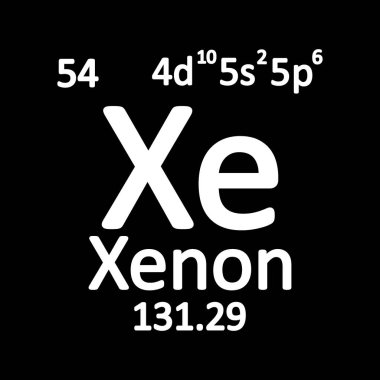 Periyodik Tablo öğesi xenon simgesi beyaz arka plan üzerinde. Vektör çizim.