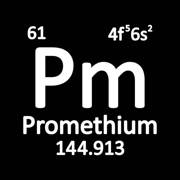 Unsur Tabel Periodik Ikon Promethium Pada Latar Belakang Putih Ilustrasi - Stok Vektor