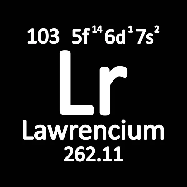 Elemento Tabla Periódica Lawrencium Icono Sobre Fondo Blanco Ilustración Vectorial — Vector de stock