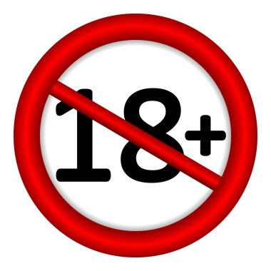 kısıtlama işareti beyaz arka plan üzerinde 18 yaş. İllüstrasyon.