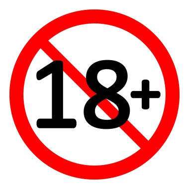 kısıtlama işareti beyaz arka plan üzerinde 18 yaş. Vektör çizim.
