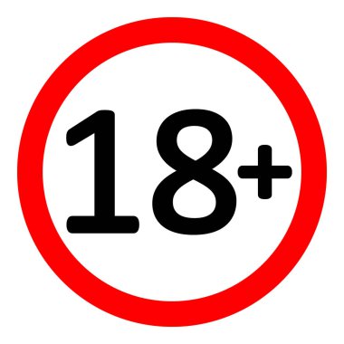 kısıtlama işareti beyaz arka plan üzerinde 18 yaş. Vektör çizim.