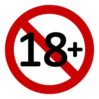 kısıtlama işareti beyaz arka plan üzerinde 18 yaş. Vektör çizim.