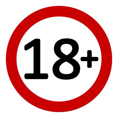 kısıtlama işareti beyaz arka plan üzerinde 18 yaş. Vektör çizim.