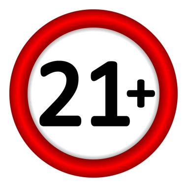 21 beyaz zemin üzerine kısıtlama işareti yaş. İllüstrasyon.
