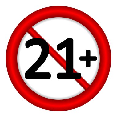 21 beyaz zemin üzerine kısıtlama işareti yaş. İllüstrasyon.
