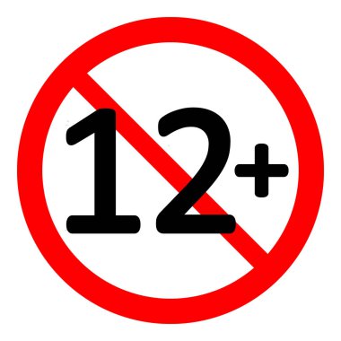 12 yaş beyaz zemin üzerine kısıtlama işareti. Vektör çizim.