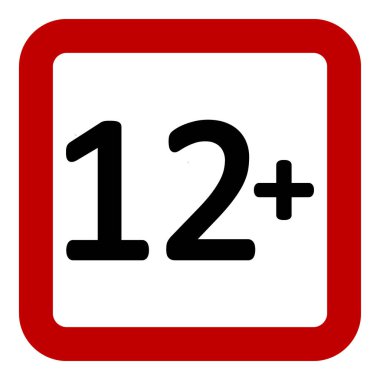 12 yaş beyaz zemin üzerine kısıtlama işareti. Vektör çizim.