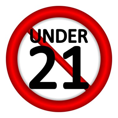 21 beyaz zemin üzerine kısıtlama işareti yaş. İllüstrasyon.