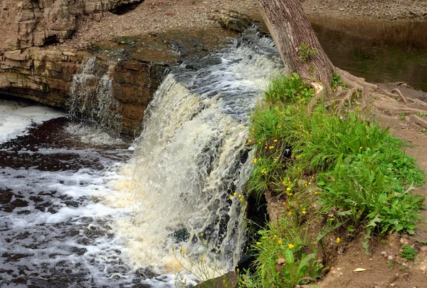 Piccola Cascata Sul Fiume Sablinka Nella Regione Leningrado Russia — Foto Stock