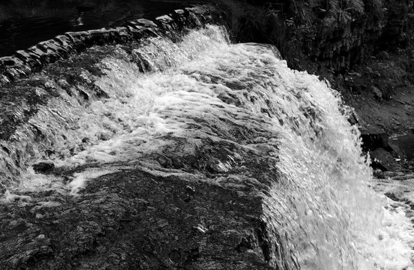 Small Waterfall Sablinka River Leningrad Region Russia Black White — Stock Photo, Image