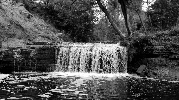 Small Waterfall Sablinka River Leningrad Region Russia Black White — Stock Photo, Image