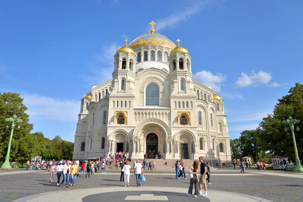 Petersburg Russia Agosto 2018 Cattedrale Navale San Nicola Taumaturgo Kronstadt — Foto Stock