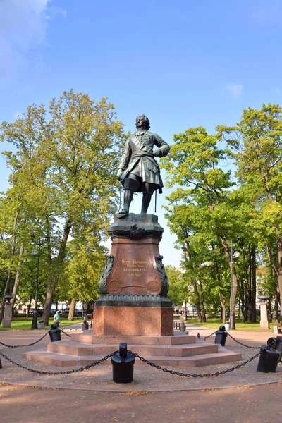 Petersburg Rússia Agosto 2018 Estátua Pedro Magno Kronstadt Pedro Alekseevich — Fotografia de Stock