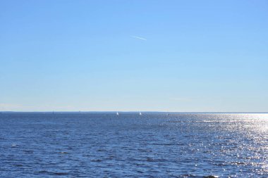 Güneşli bir gün, Baltık Denizi, Finlandiya Körfezi ile.