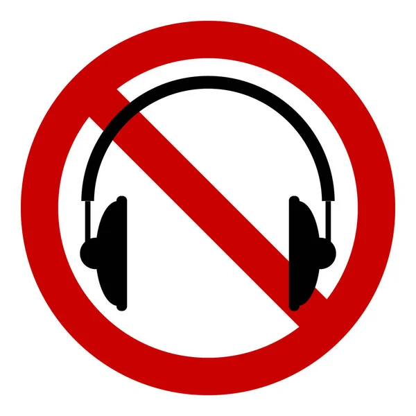 Verbotsschild Kopfhörer Auf Weißem Hintergrund Vektorillustration — Stockvektor